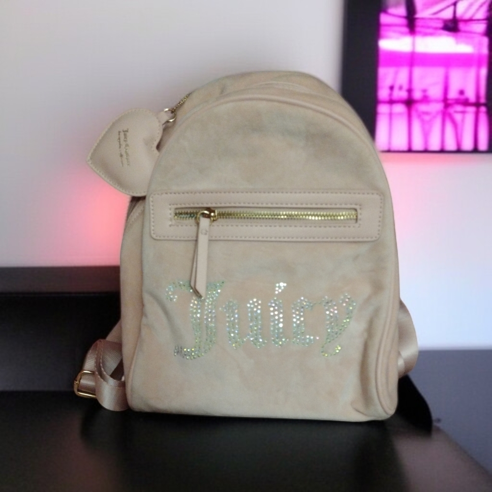 Juicy Couture Pink Iridescent Rhinestone Sparkle Everyday Backpack Y2K 90s